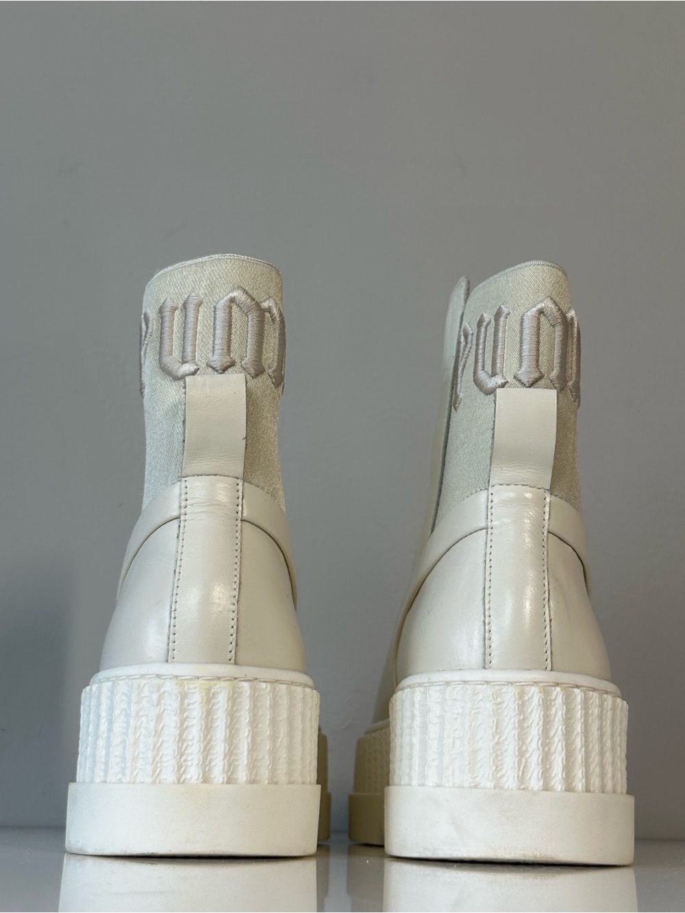 Puma Fenty by Rhianna Chelsea White Combat Boots Size 7 Punk - Picture 6 of 14